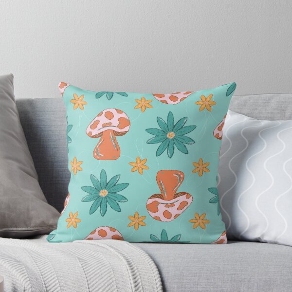 Item preview, Funky Floral Fungi Pattern - Teal background designed and sold by Haley Scott.