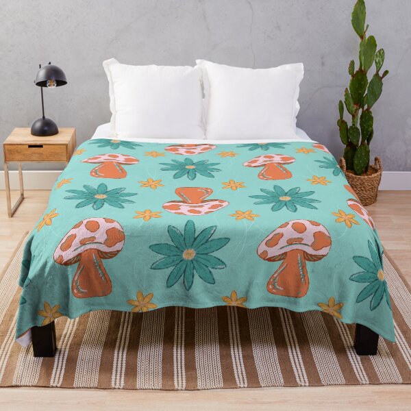 Item preview, Funky Floral Fungi Pattern - Teal background designed and sold by Haley Scott.