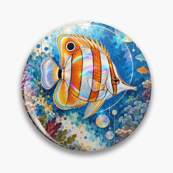 Item preview, Copperband Butterflyfish Watercolor Reef Art Print designed and sold by KenworksDigital.