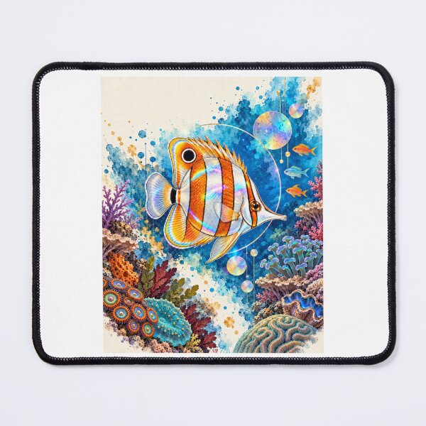 Item preview, Copperband Butterflyfish Watercolor Reef Art Print designed and sold by KenworksDigital.