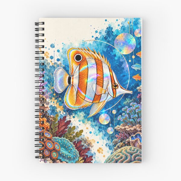 Item preview, Copperband Butterflyfish Watercolor Reef Art Print designed and sold by KenworksDigital.