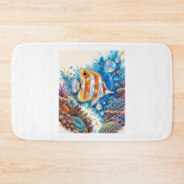 Item preview, Copperband Butterflyfish Watercolor Reef Art Print designed and sold by KenworksDigital.