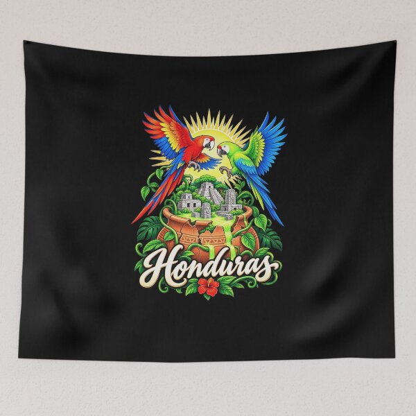 Item preview, Funny Honduras Macaws and Jungle Ruins Art designed and sold by elderberry.