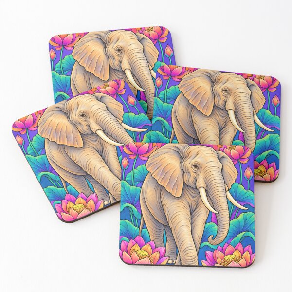 Item preview, Majestic Elephant and Rainbow Lotus Garden designed and sold by Inked Legacy.