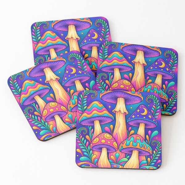Item preview, Neon Mushroom Wonderland – Psychedelic Cosmic Forest designed and sold by Inked Legacy.