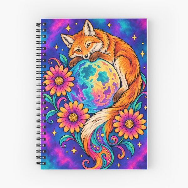 Item preview, Celestial Fox on the Moon – Psychedelic Floral Fantasy designed and sold by Inked Legacy.