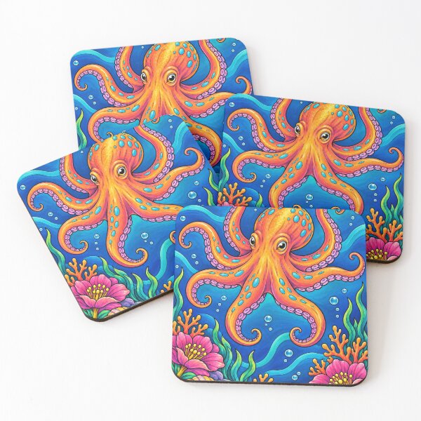 Item preview, Colourful Octopus Garden – Psychedelic Ocean Adventure designed and sold by Inked Legacy.