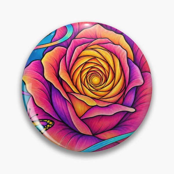 Item preview, Rainbow Rose and Butterflies – Psychedelic Floral Dream designed and sold by Inked Legacy.
