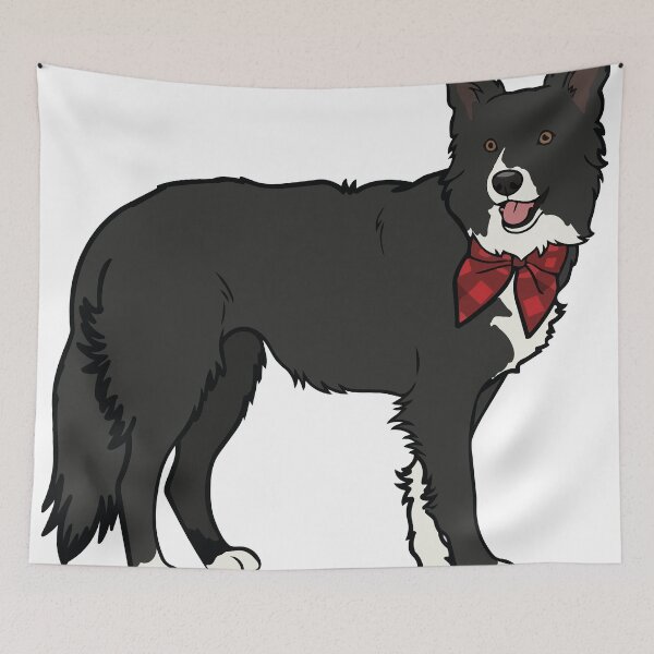 Item preview, Festive Border Collie with Red Plaid Bow designed and sold by Bluek9sDesign.
