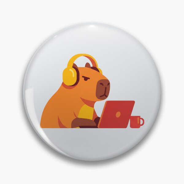 Item preview, Cute Capybara with Noise Canceling Headphones Remote Work Art designed and sold by pattman.