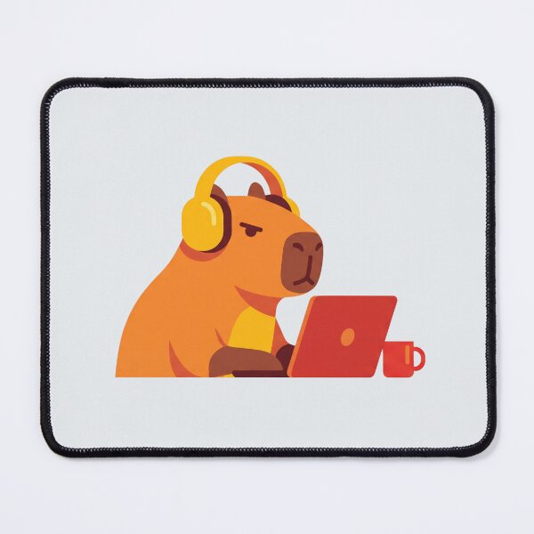 Item preview, Cute Capybara with Noise Canceling Headphones Remote Work Art designed and sold by pattman.