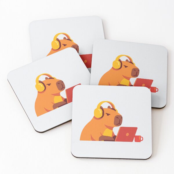 Item preview, Cute Capybara with Noise Canceling Headphones Remote Work Art designed and sold by pattman.