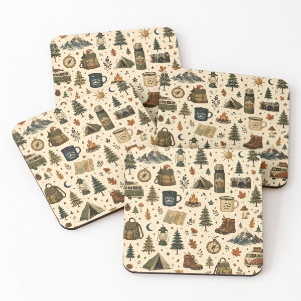 Item preview, Cozy Forest Camping and Adventure Aesthetic Pattern designed and sold by NinaVibeStudio.