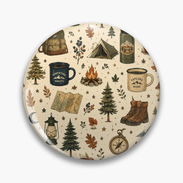 Item preview, Cozy Forest Camping and Adventure Aesthetic Pattern designed and sold by NinaVibeStudio.
