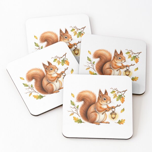 Item preview, Cute Autumn Squirrel with Glowing Acorn Lantern – Woodland Fall Nature Aesthetic designed and sold by MrDev.