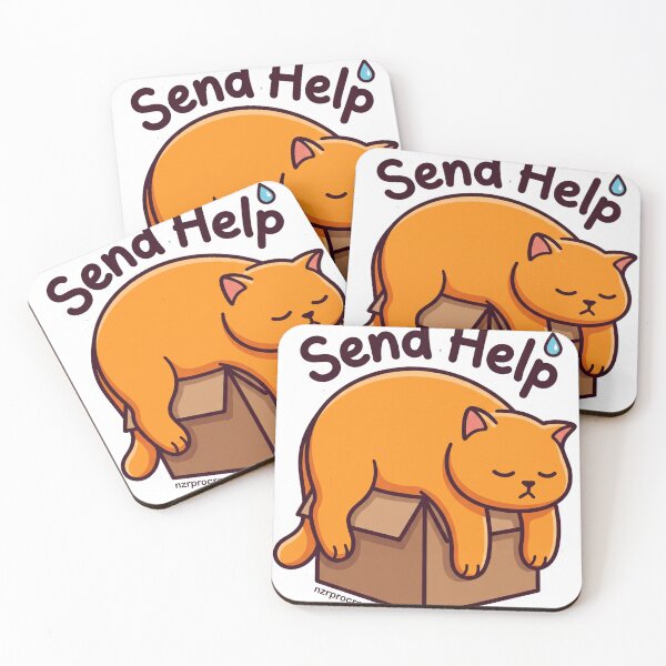 Item preview, Send Help Sleepy Cat Box Meme designed and sold by NzrProcreate.