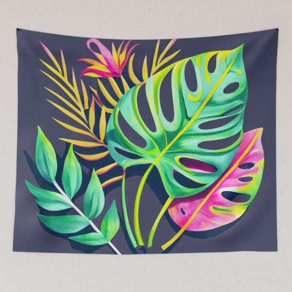 Item preview, Lime Monstera and Golden Palm Leaves designed and sold by BeachWhisper.