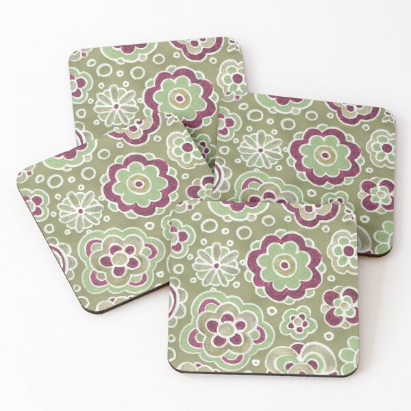 Item preview, Olive Green Folk Floral Pattern designed and sold by Fani*.