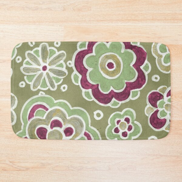 Item preview, Olive Green Folk Floral Pattern designed and sold by Fani*.