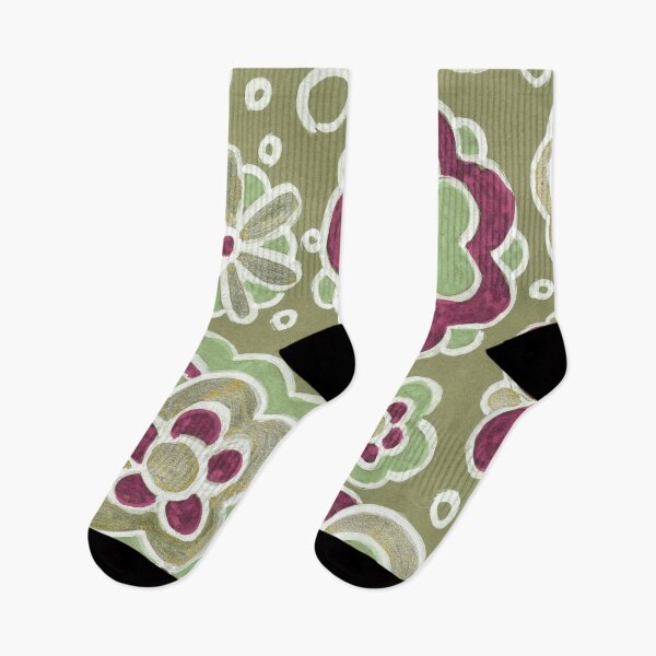 Item preview, Olive Green Folk Floral Pattern designed and sold by Fani*.