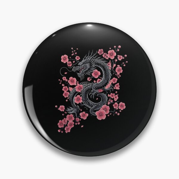 Item preview, Black Dragon with Pink Cherry Blossoms Japanese Style designed and sold by Ostericaimusa.