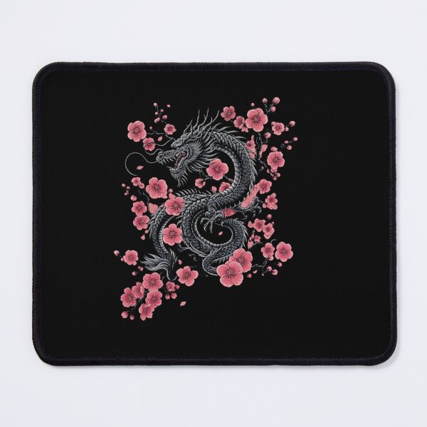 Item preview, Black Dragon with Pink Cherry Blossoms Japanese Style designed and sold by Ostericaimusa.