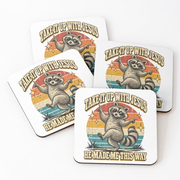 Item preview, Take It Up With Jesus Funny Dancing Raccoon Retro Design designed and sold by JapanAnimeSH2.