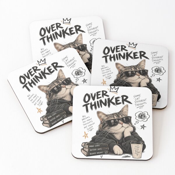 Item preview, Overthinker Cool Cat - Big Dreams Coffee & Books Streetwear designed and sold by GenZFashion000.