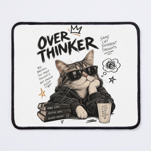 Item preview, Overthinker Cool Cat - Big Dreams Coffee & Books Streetwear designed and sold by GenZFashion000.