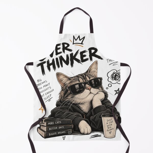 Item preview, Overthinker Cool Cat - Big Dreams Coffee & Books Streetwear designed and sold by GenZFashion000.