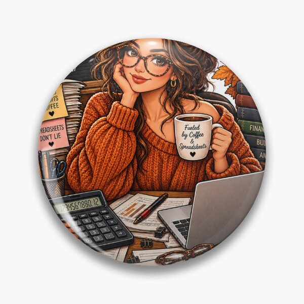 Item preview, Cozy Autumn Female Accountant at Work – Finance and Budgeting designed and sold by FestivityFinds.