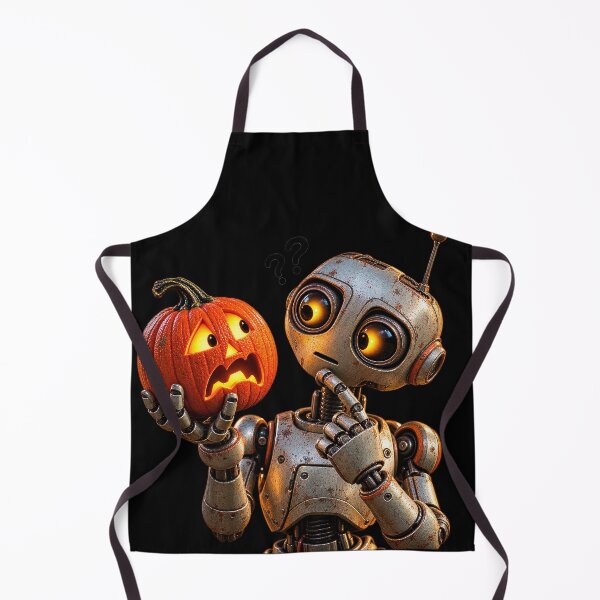 Item preview, Robot Encounters a Jack-O’-Lantern designed and sold by Ray's Photos & Art.