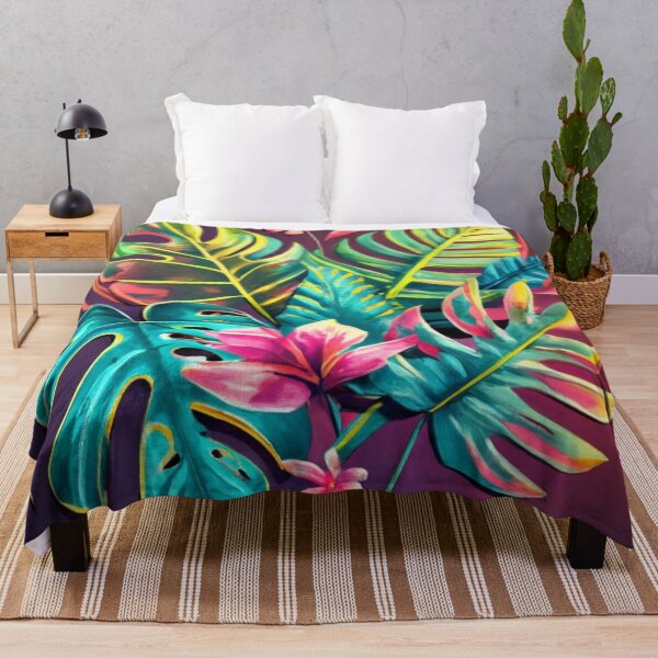 Item preview, Tropical Leaves with Pink Floral Accents designed and sold by BeachWhisper.
