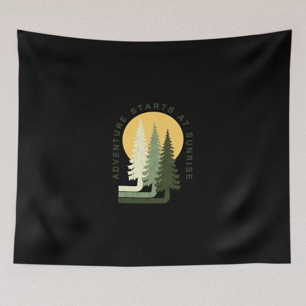 Item preview, Adventure Starts At Sunrise Pine Trees Retro Design designed and sold by sotospor.