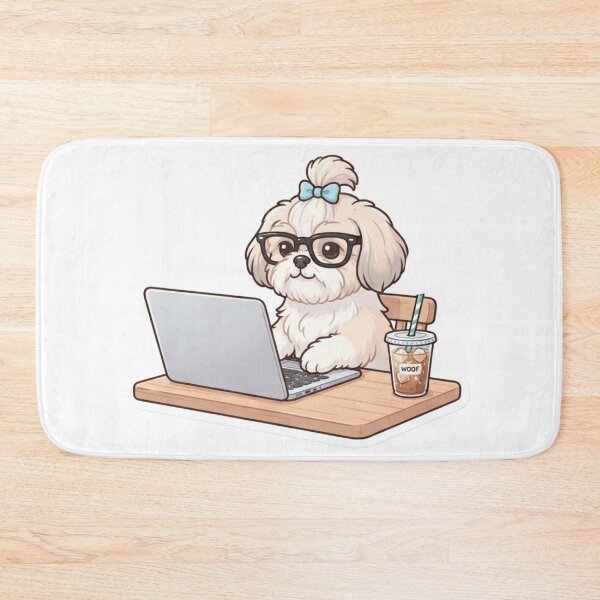 Item preview, Cute Shih Tzu Dog Working on Laptop Sticker designed and sold by Wildlife Wonders.