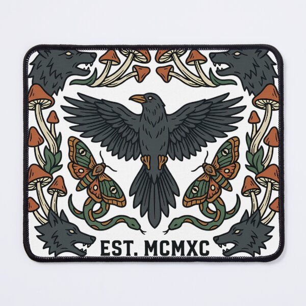 Item preview, Night Wing Raven and Wolf Occult Illustration designed and sold by iwzzuel.
