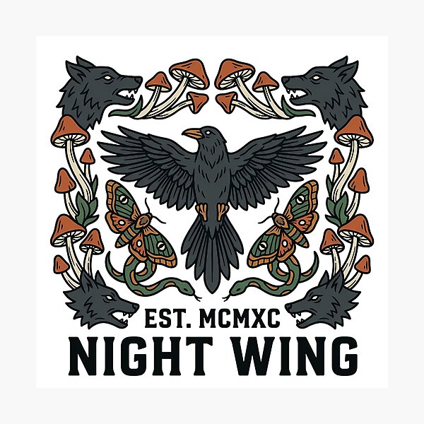 Item preview, Night Wing Raven and Wolf Occult Illustration designed and sold by iwzzuel.