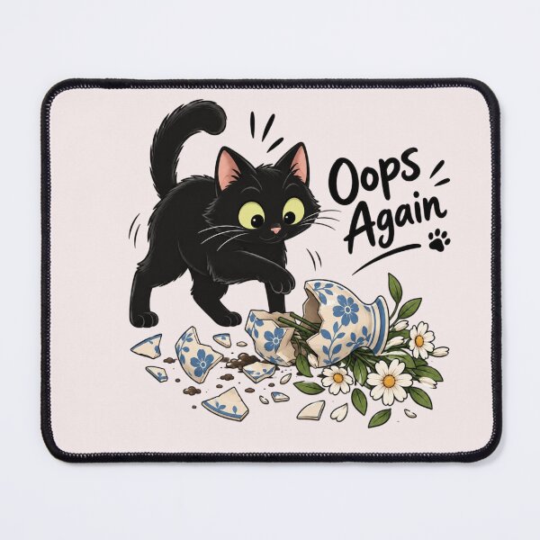 Item preview, Black Cat Oops Again Funny Broken Vase Cute Cat Lover Design designed and sold by Sanika arts .