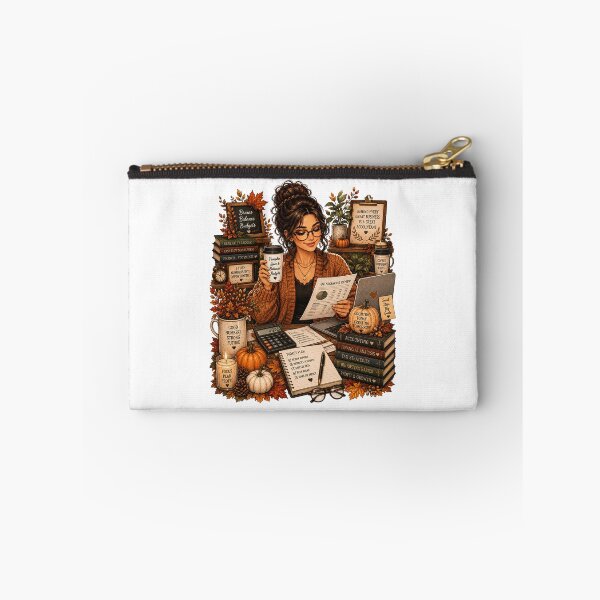 Item preview, Cozy Autumn Budgeting Woman – Financial Planning and Money Management designed and sold by FestivityFinds.