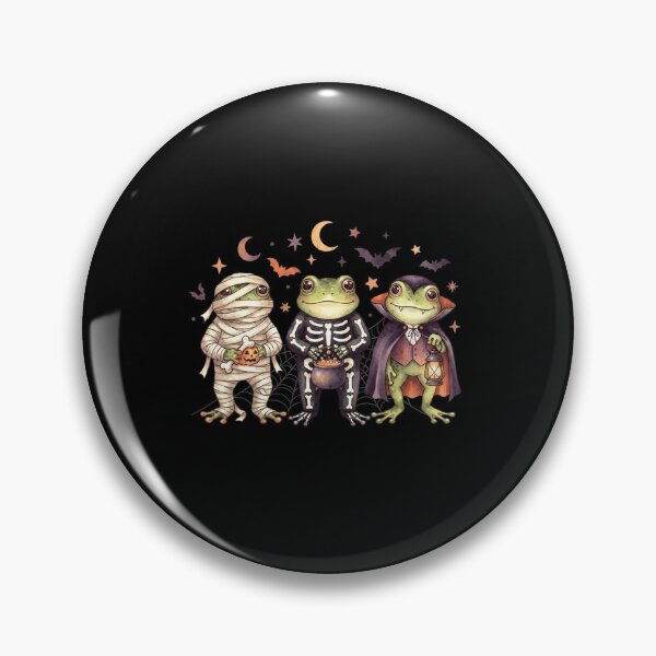 Item preview, Cute Halloween Frogs in Mummy Skeleton and Vampire Costumes designed and sold by MiALopezArt.