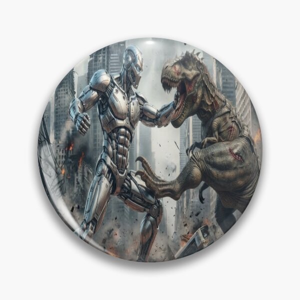 Item preview, Robot vs Raptor Epic Battle in Ruined City designed and sold by AfresStudio.