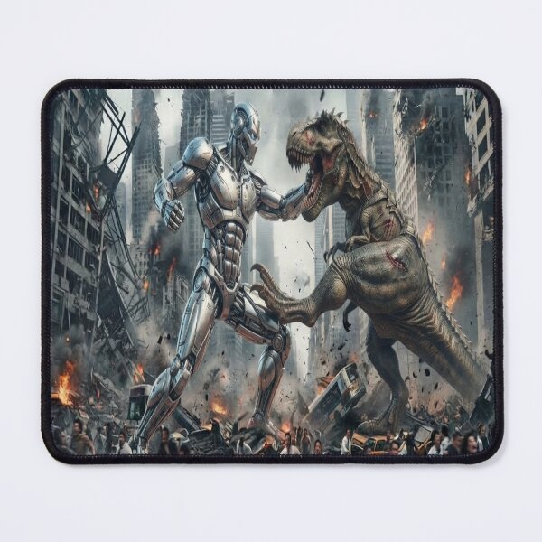 Item preview, Robot vs Raptor Epic Battle in Ruined City designed and sold by AfresStudio.