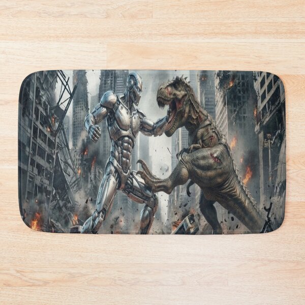 Item preview, Robot vs Raptor Epic Battle in Ruined City designed and sold by AfresStudio.