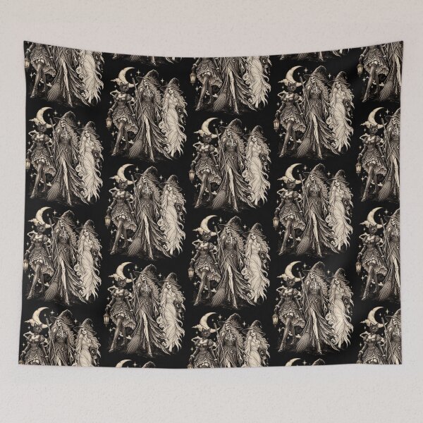 Item preview, Gothic Witches Skeleton And Cat Dark Academia Retro Design designed and sold by JapanAnimeSH2.