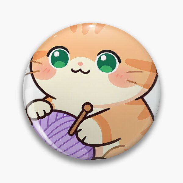 Item preview, Cute Kitten with Pastel Yarn Ball and Knitting Needles designed and sold by pumsquare.