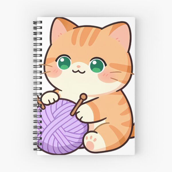 Item preview, Cute Kitten with Pastel Yarn Ball and Knitting Needles designed and sold by pumsquare.