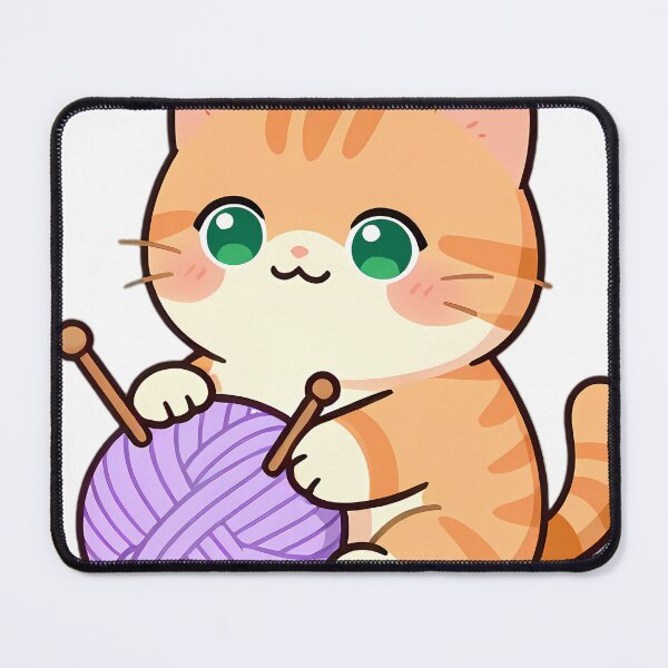 Item preview, Cute Kitten with Pastel Yarn Ball and Knitting Needles designed and sold by pumsquare.