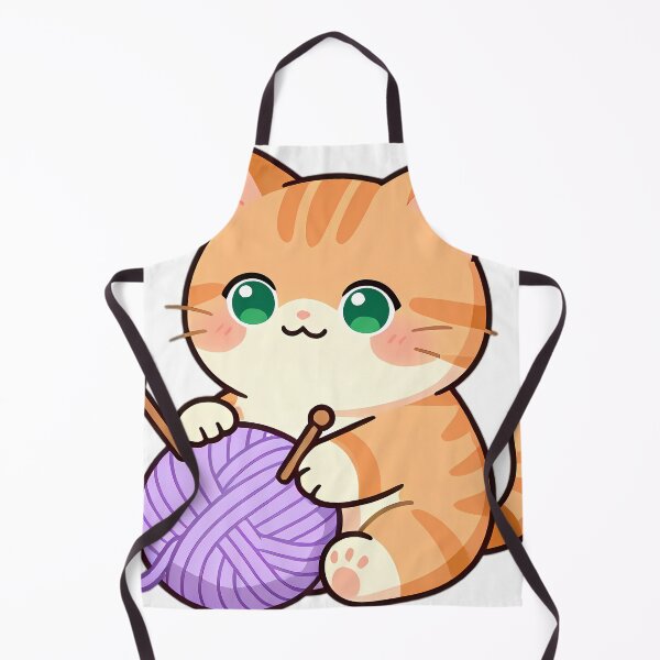 Item preview, Cute Kitten with Pastel Yarn Ball and Knitting Needles designed and sold by pumsquare.