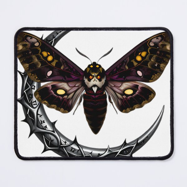 Item preview, Gothic Deaths Head Hawkmoth Crescent Moon Emblem designed and sold by IllumeInk.