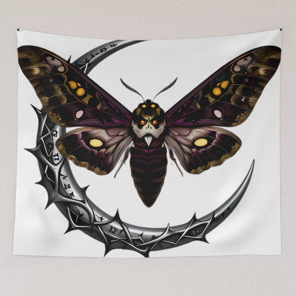 Item preview, Gothic Deaths Head Hawkmoth Crescent Moon Emblem designed and sold by IllumeInk.